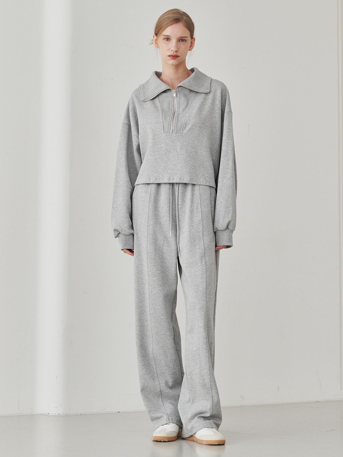 누브(NOUVE) Collar Zip up T-Shirts Set Up - M. Gray