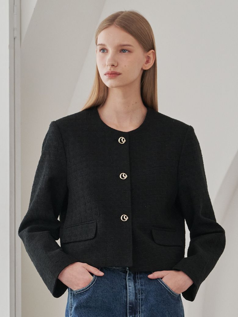 Tweed Pearl Blend Jacket - Black