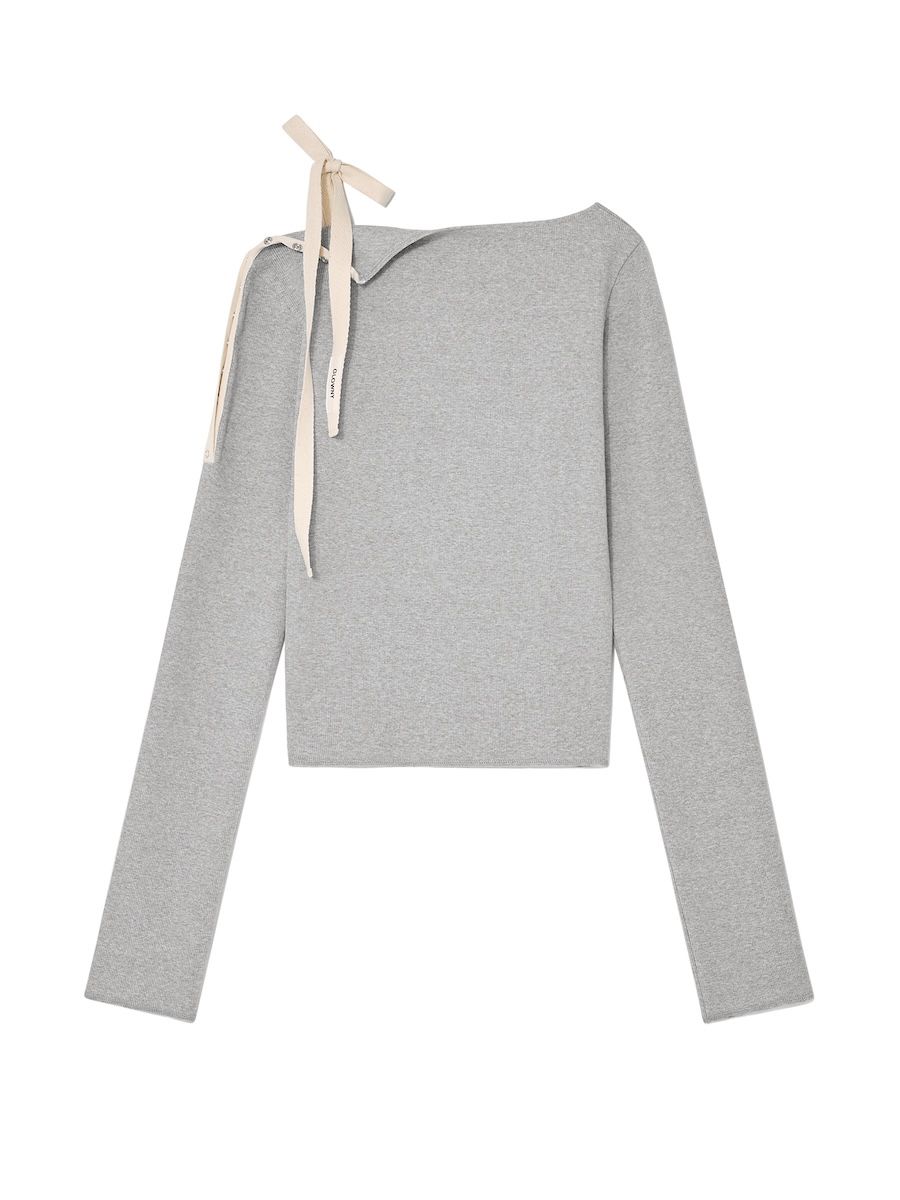 [GLOWNY] G COMFORT LONG SLEEVE★新作・24AW★人気★韓国★ 글로니(GLOWNY) LOUISA LONG SLEEVE (GRAY) - 사이즈 & 후기