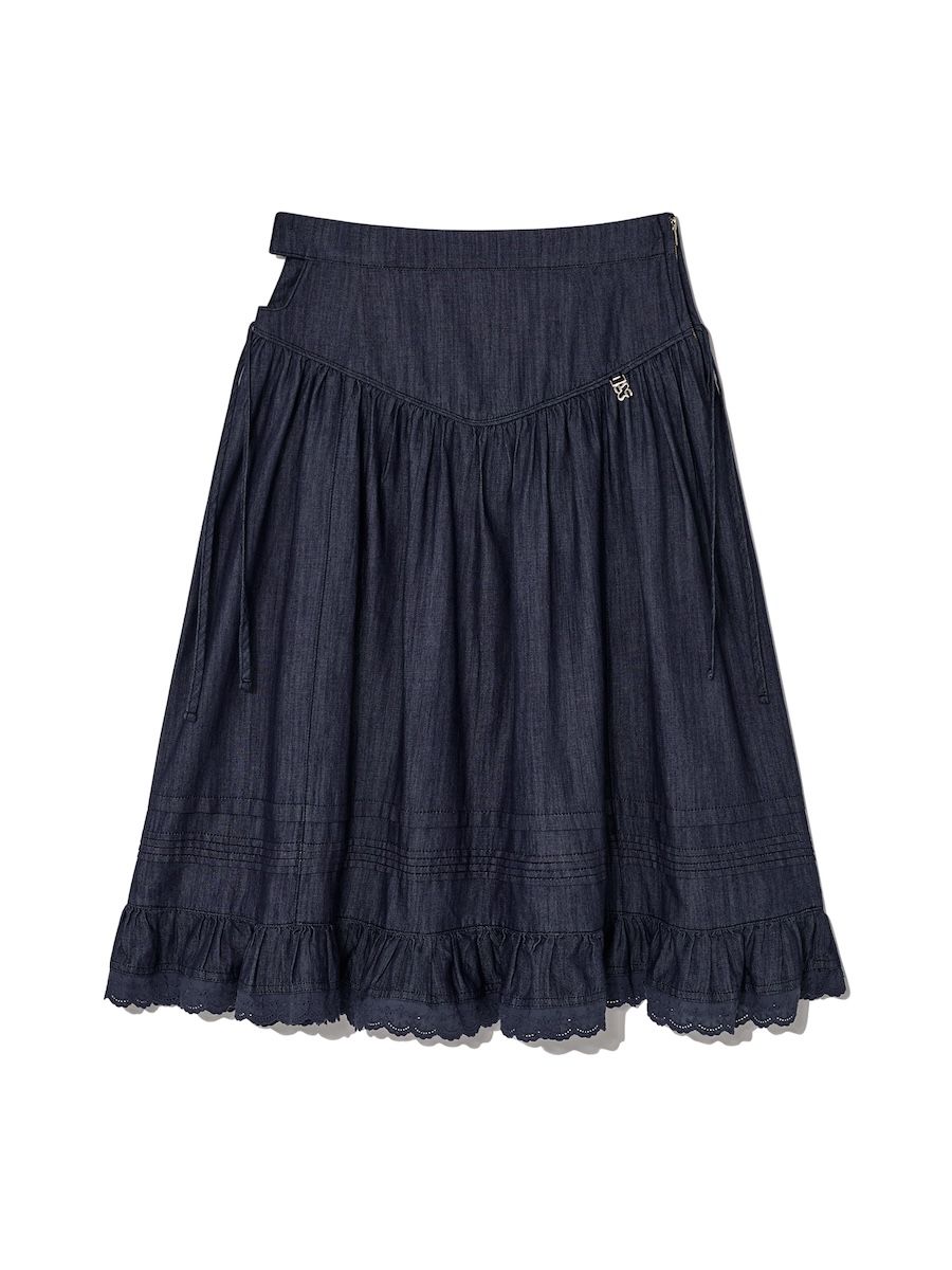 ◆GLOWNY◆ AMELIA TIERED RUFFLE SKIRT COTTAGE BLUE GY24FASK0 MUSINSA | GLOWNY AMELIA TIERED RUFFLE SKIRT (DENIM)