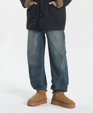 W 인시전 벌룬 데님 팬츠 (DEEP BLUE)