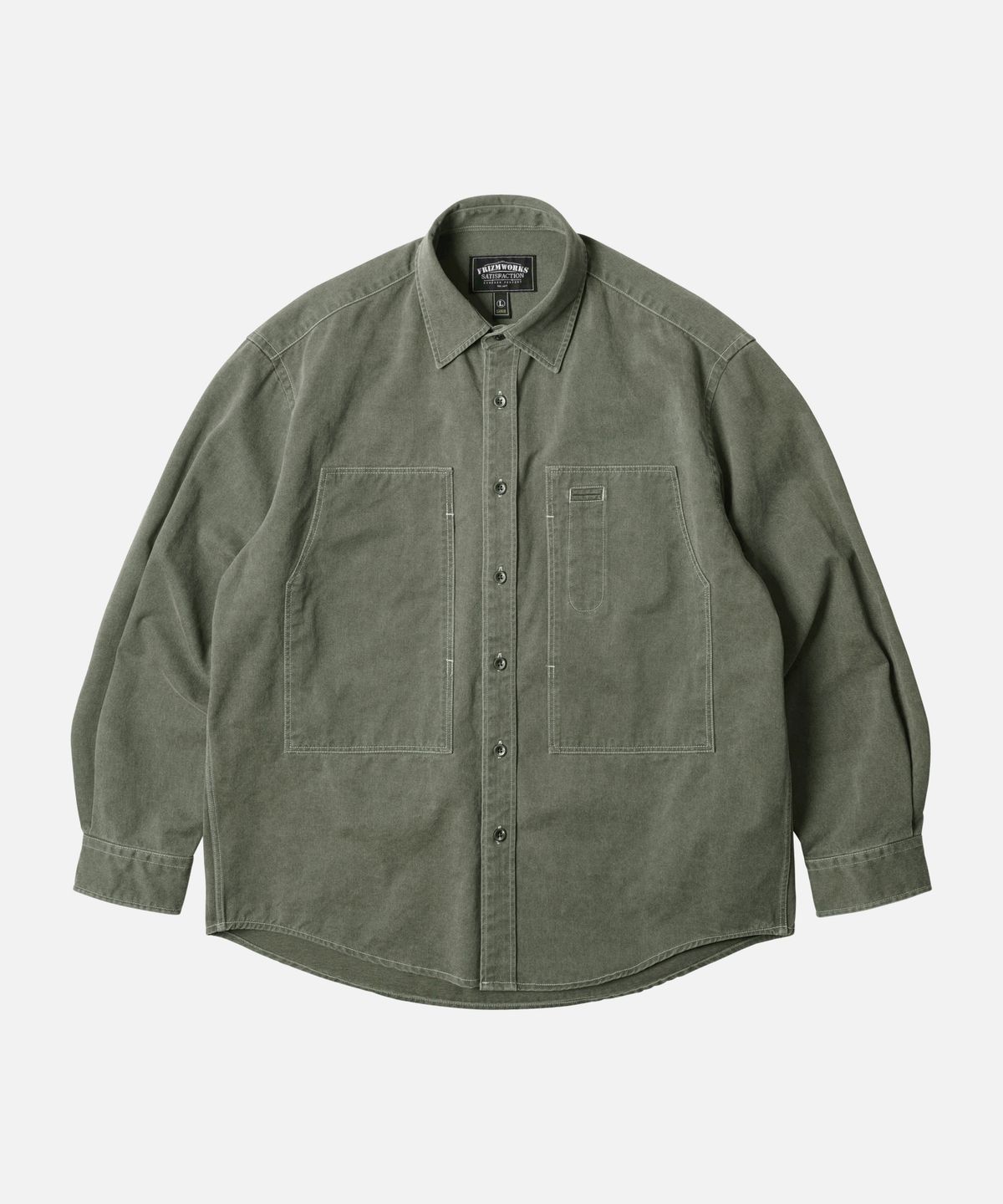 프리즘웍스(FRIZMWORKS) WASHED CARPENTER POCKET WORK SHIRT _ OLIVE