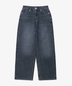 W 플레인 와이드 데님 팬츠 (GLOOMY BLUE)