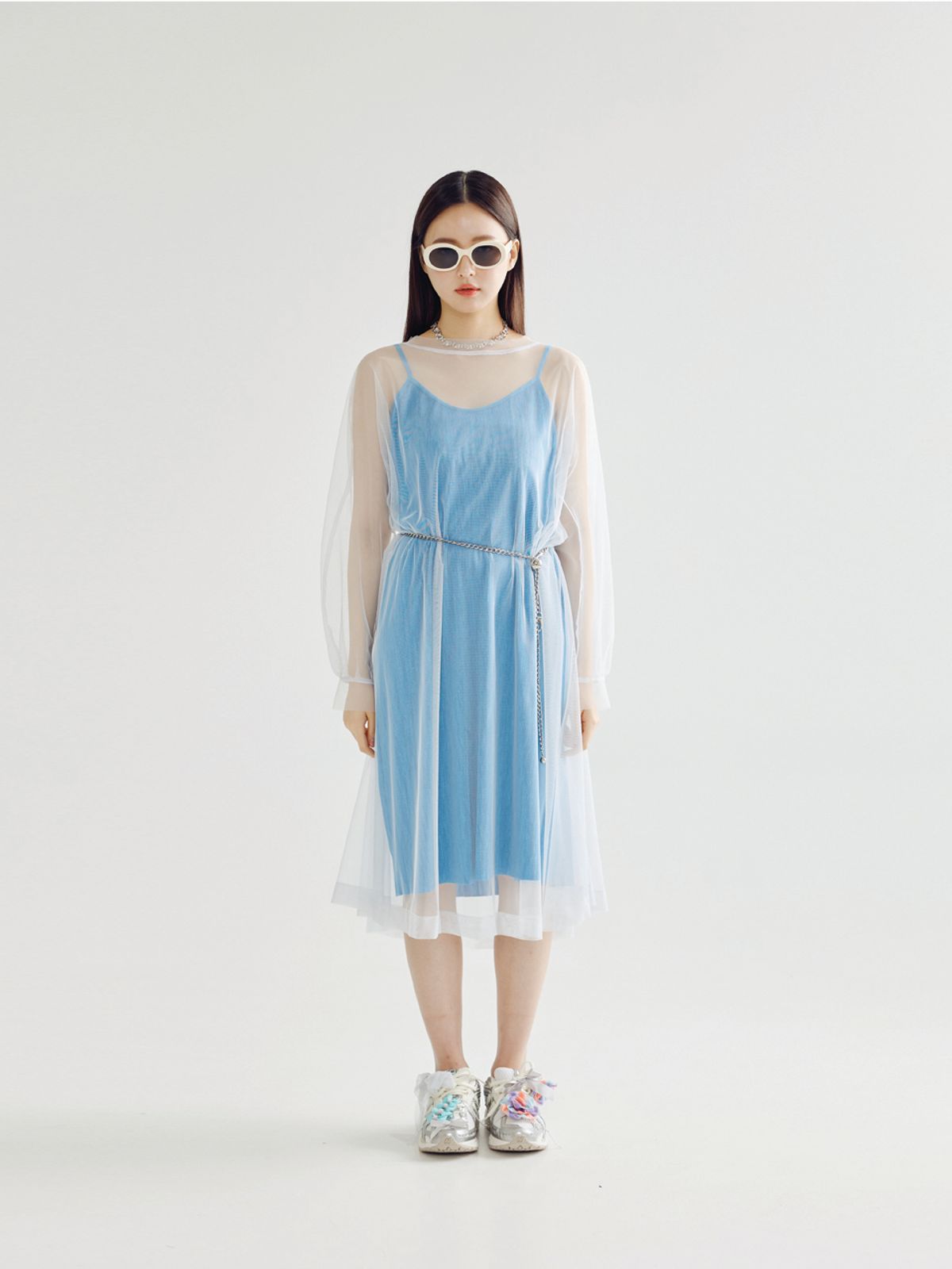 봄날 부티크(BOMNAL BOUTIQUE) 시스루 미디 드레스 _ 그레이