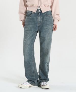 W 빈티지 워싱 세미 부츠컷 데님 팬츠 (VINTAGE INDIGO)