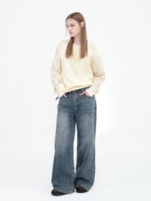 스터드 와이드 진 [블루]