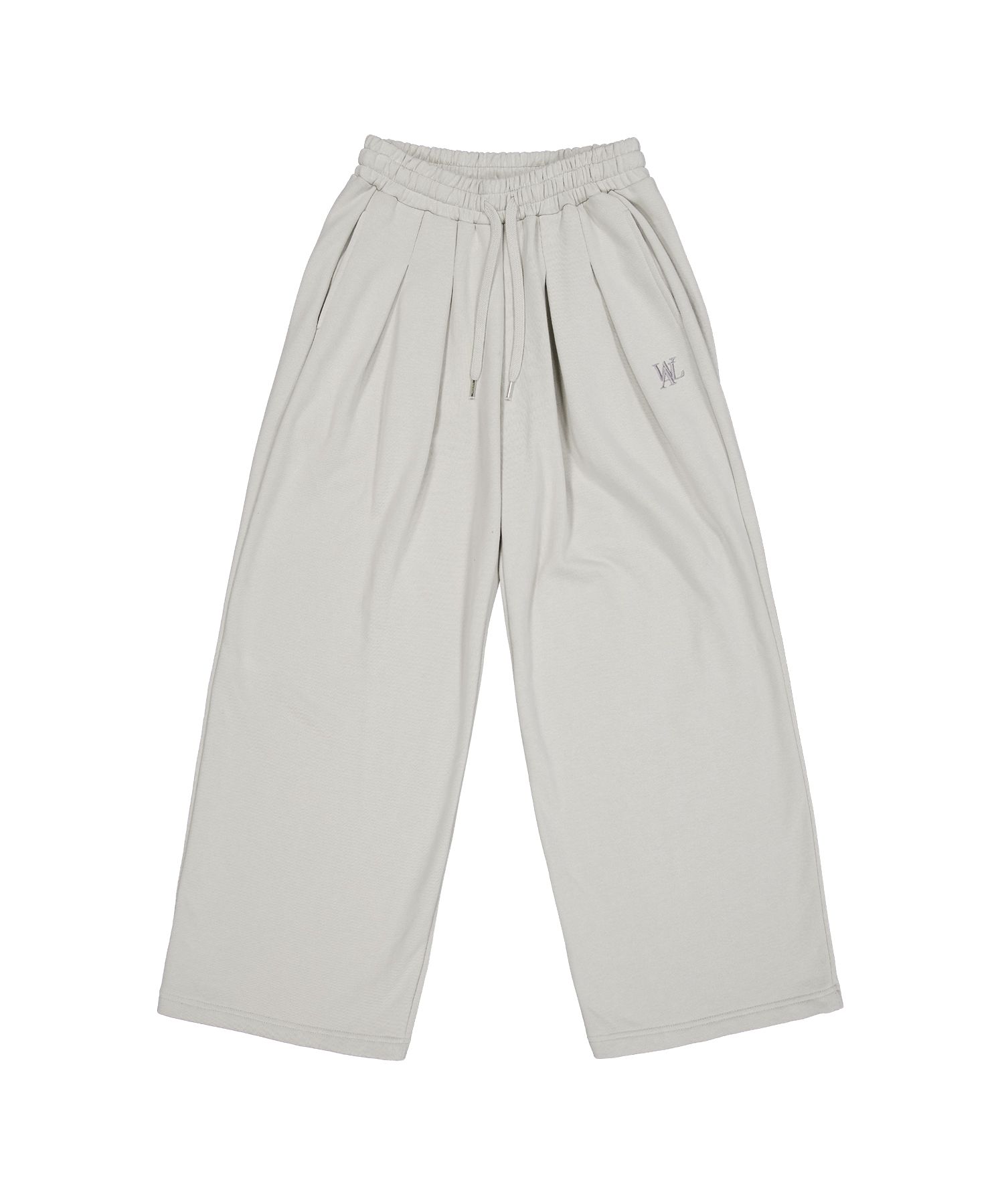 MUSINSA | WOOALONG WAL signature tuck wide pants - LIGHT GREY