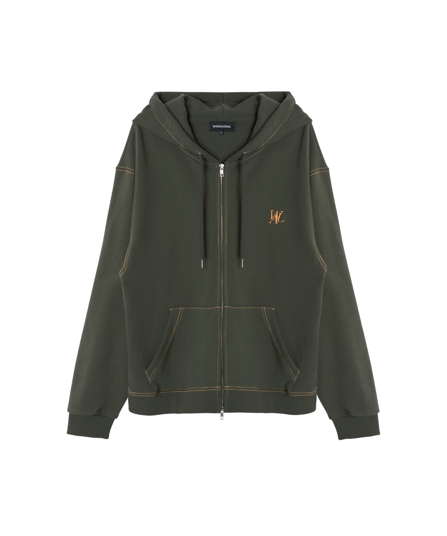 ■WOOALONG■ Signature velour slim hood zipup BLACK WL243JH WOOALONG】☆韓国大人気☆Signature hood zip-up (WOOALONG