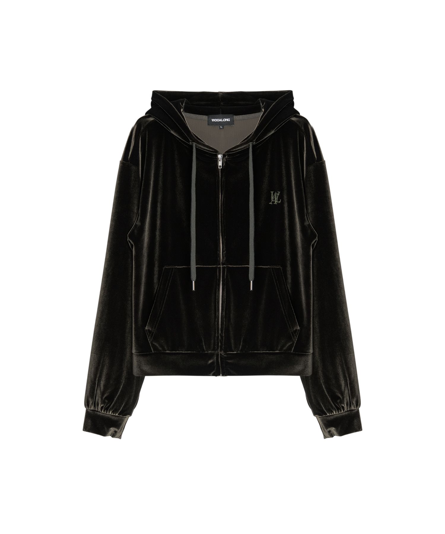 ■WOOALONG■ WAL signature hood zipup KHAKI WL243JHZ02UKAK MUSINSA | WOOALONG WAL signature crop hood zip-up - KHAKI