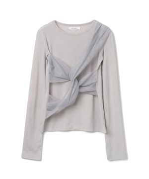 메쉬 트위스트 티셔츠 [그레이]