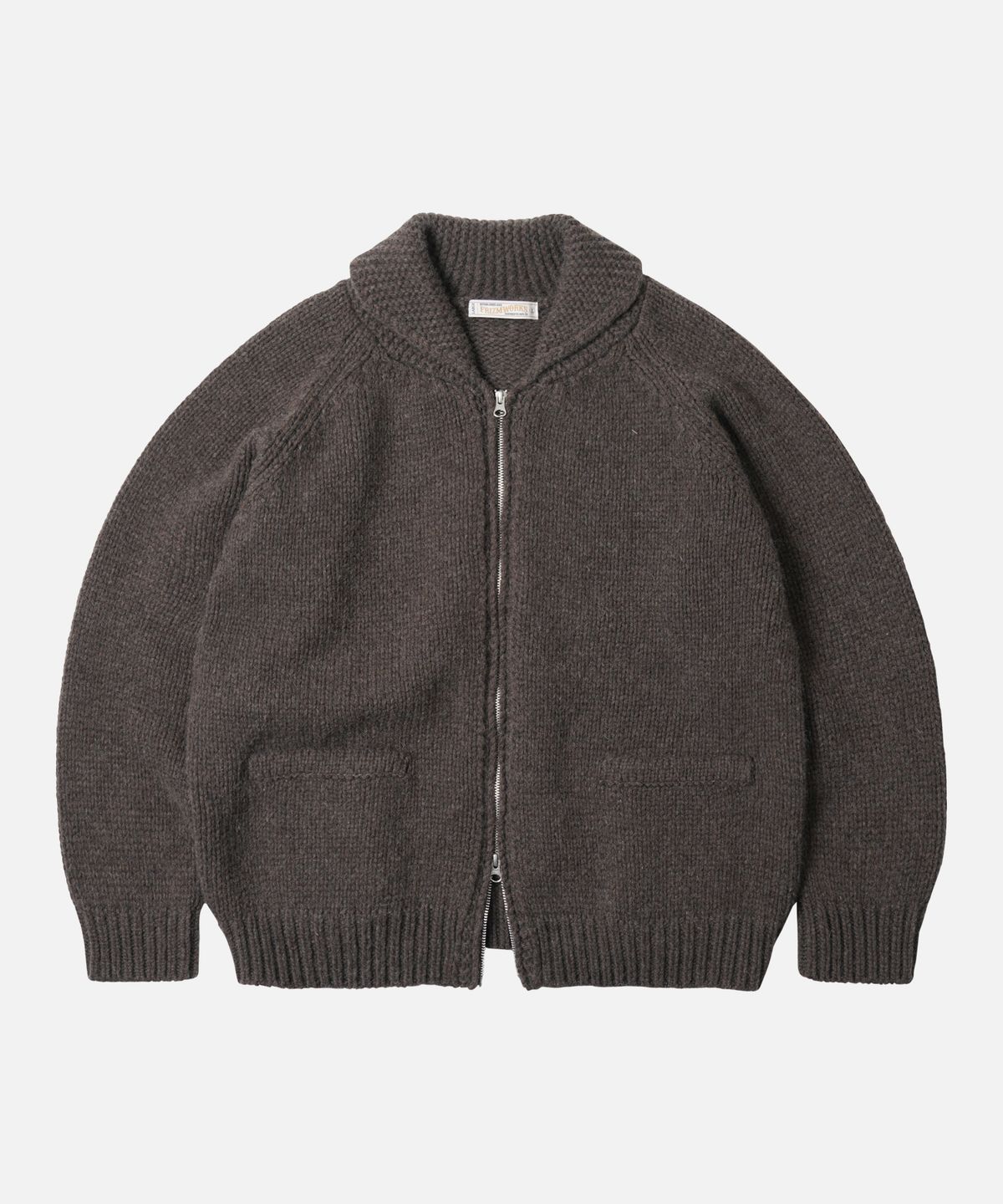 프리즘웍스(FRIZMWORKS) HEAVY COWICHAN ZIP UP CARDIGAN _ SEPHIA