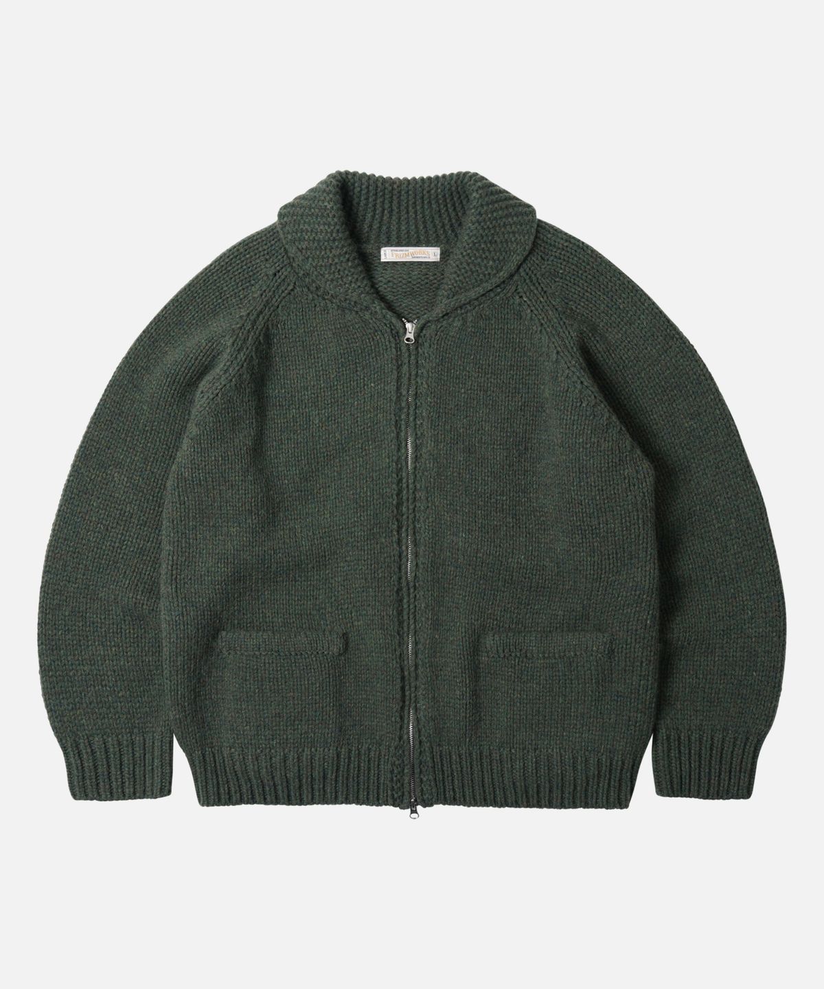 프리즘웍스(FRIZMWORKS) HEAVY COWICHAN ZIP UP CARDIGAN _ FOREST GREEN