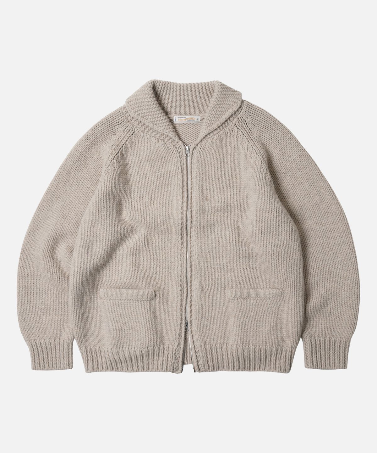 프리즘웍스(FRIZMWORKS) HEAVY COWICHAN ZIP UP CARDIGAN _ OATMEAL