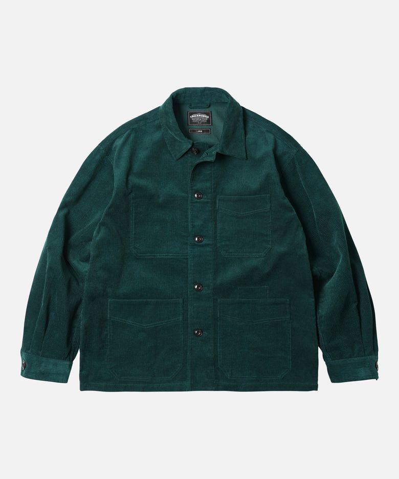 CORDUROY FRENCH WORK JACKET _ DARK GREEN