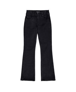 Black western washed boots-cut denim pants - BLACK