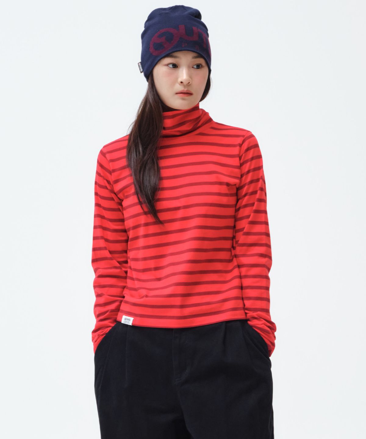 아웃도어 프로덕츠(OUTDOOR PRODUCTS) W SLIM FIT HIGH NECK T-SHIRT (RED)