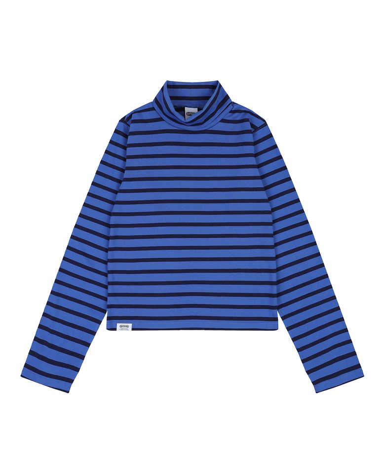 W SLIM FIT HIGH NECK T-SHIRT (BLUE)