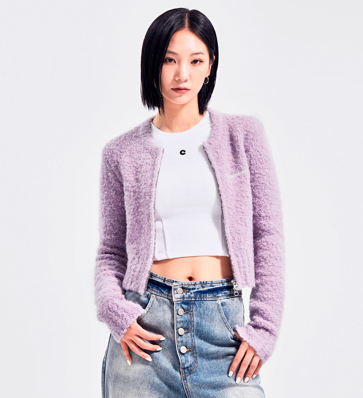 엑스트라오디너리(EXTRAORDINARY) BOUCLE CARDIGAN  PURPLE
