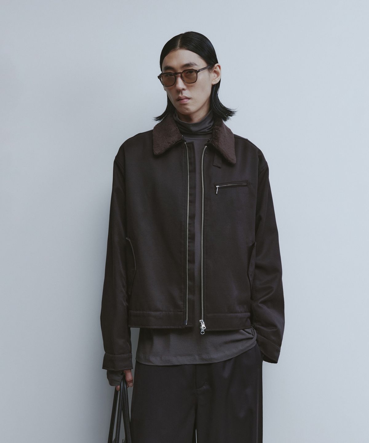 유스(YOUTH) Faux Shearing Collar Blouson - Purple Brown