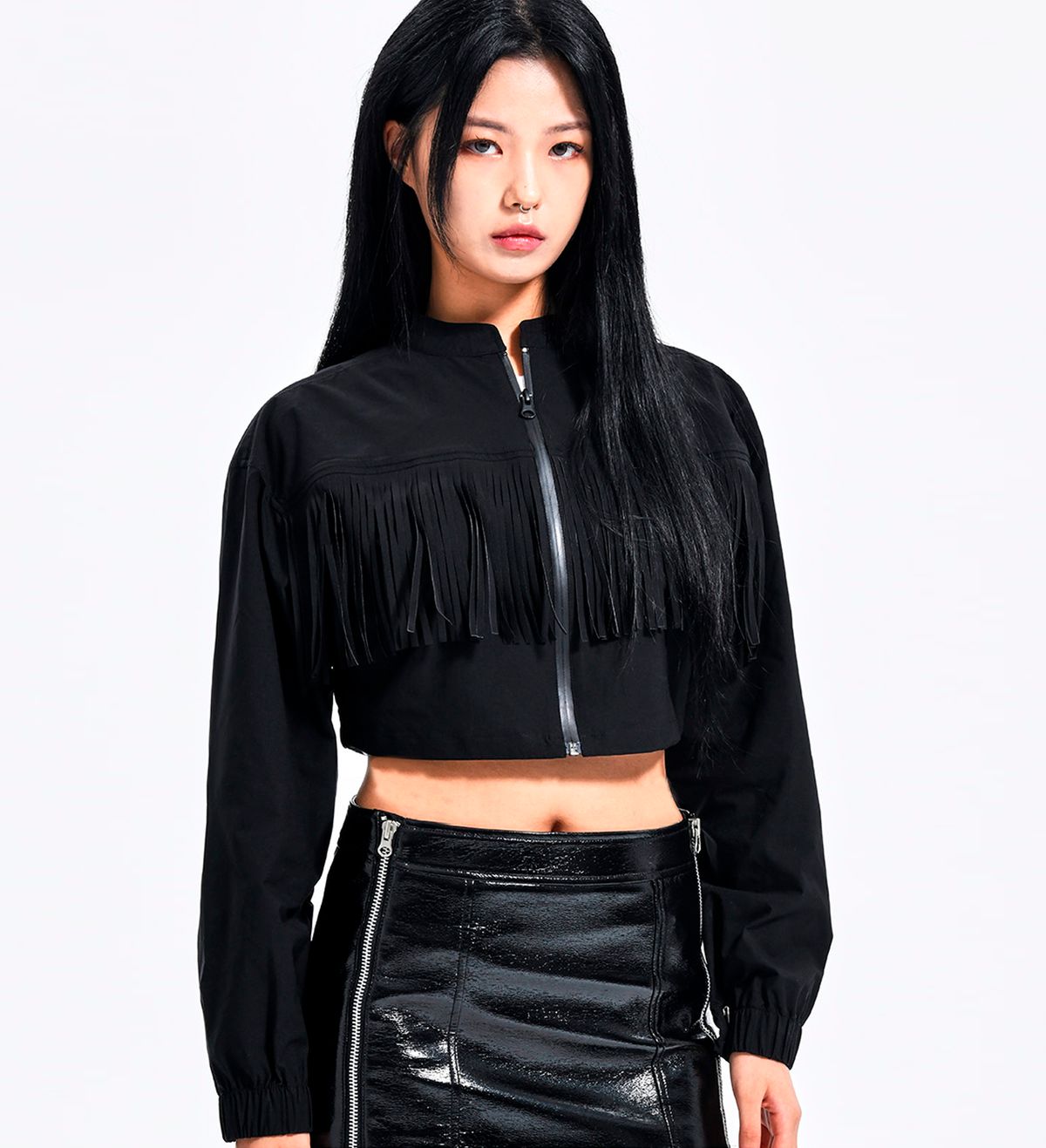 엑스트라오디너리(EXTRAORDINARY) CROP FRINGE JACKET  BLACK