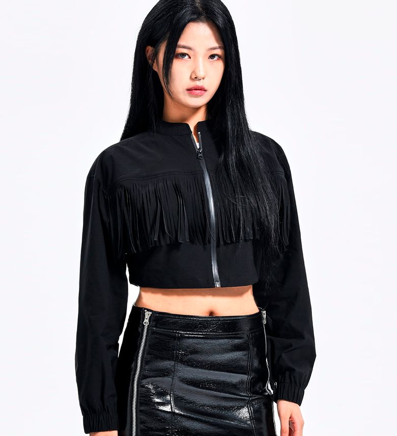 CROP FRINGE JACKET  BLACK