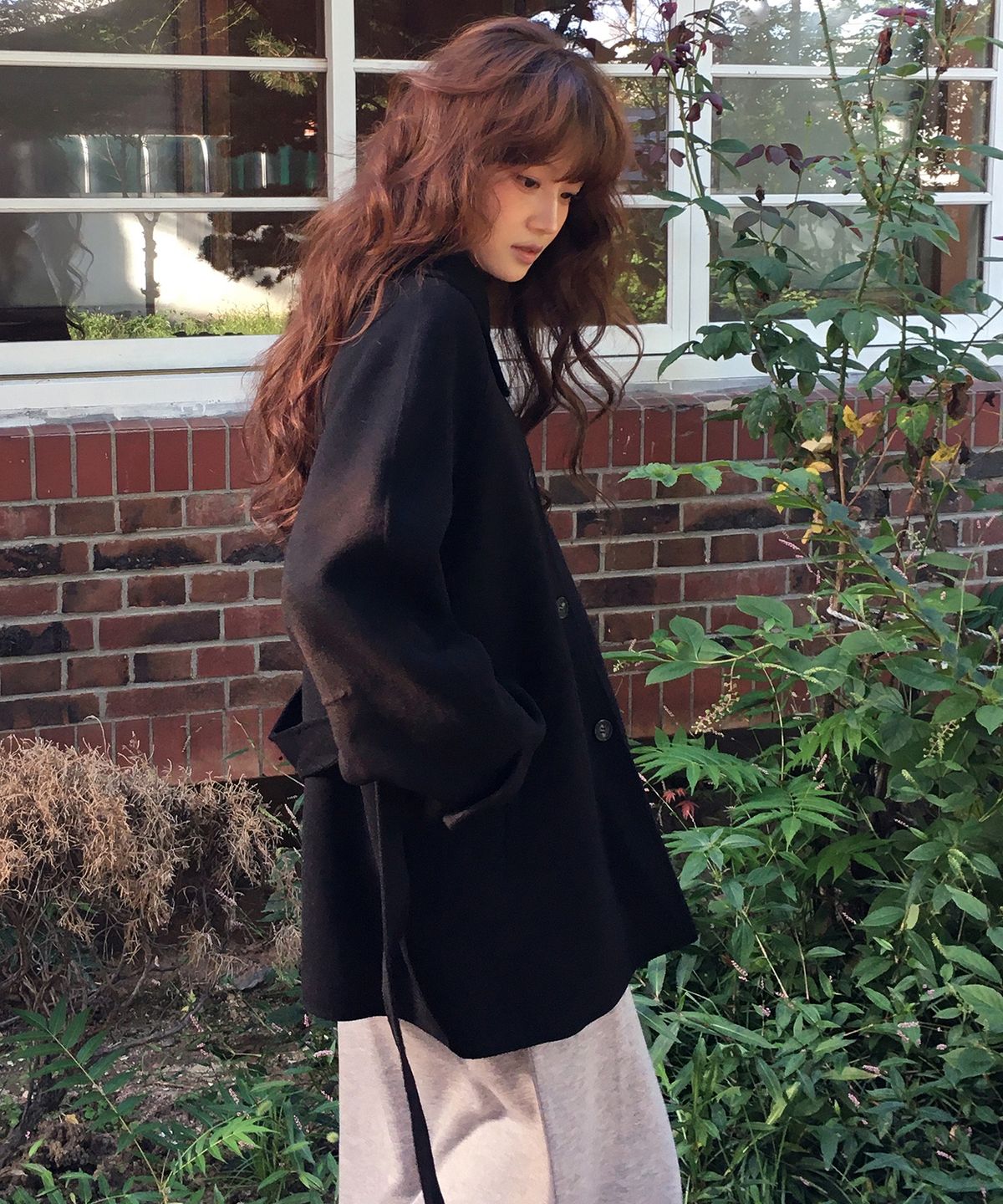 몽돌(MONGDOL) 캐시미어 울 핸드메이드 하프 코트 블랙 MDCT013BLACK