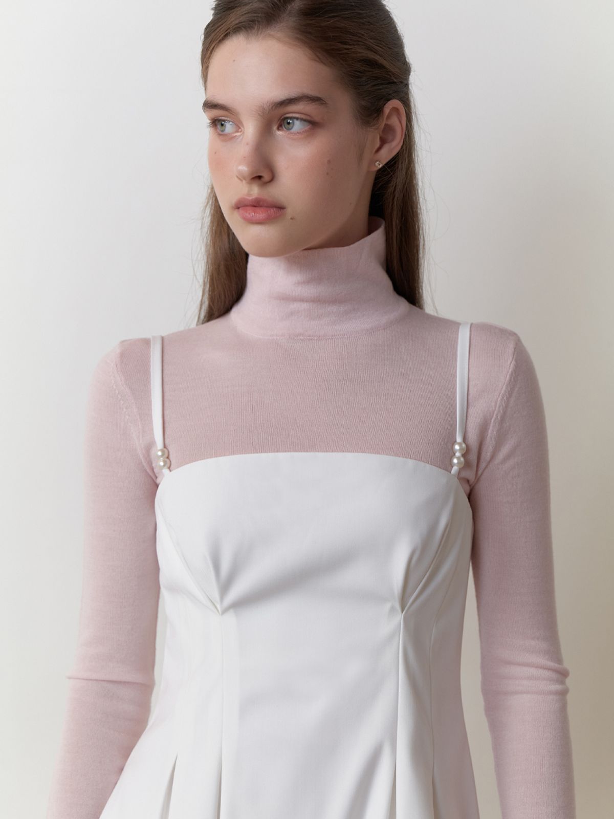 리엘(RE L) Pearl bustier dress (white)
