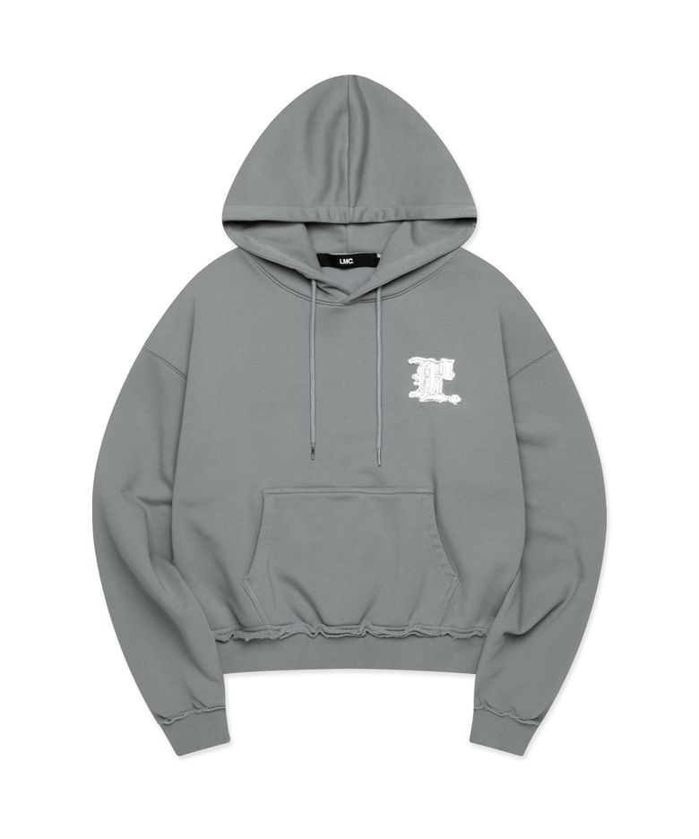 WM GOTHIC APPLIQUE CROPPED HOODIE gray