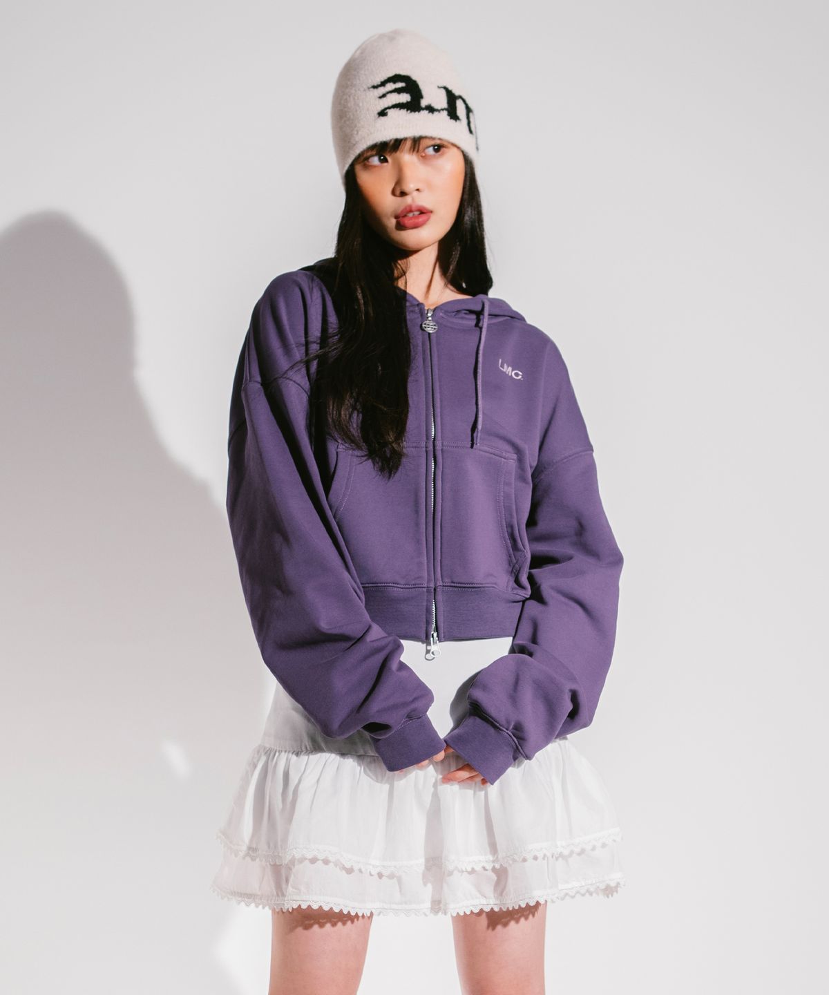 엘엠씨(LMC) WM OG CROPPED ZIP-UP HOODIE dark purple