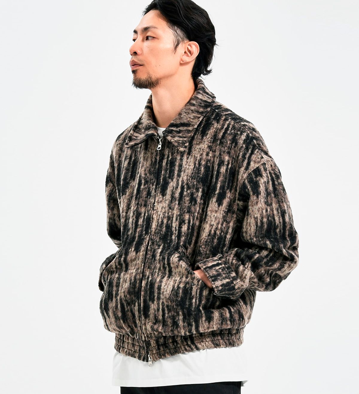 엑스트라오디너리(EXTRAORDINARY) PATTERN BRUSHED JACKET  BROWN