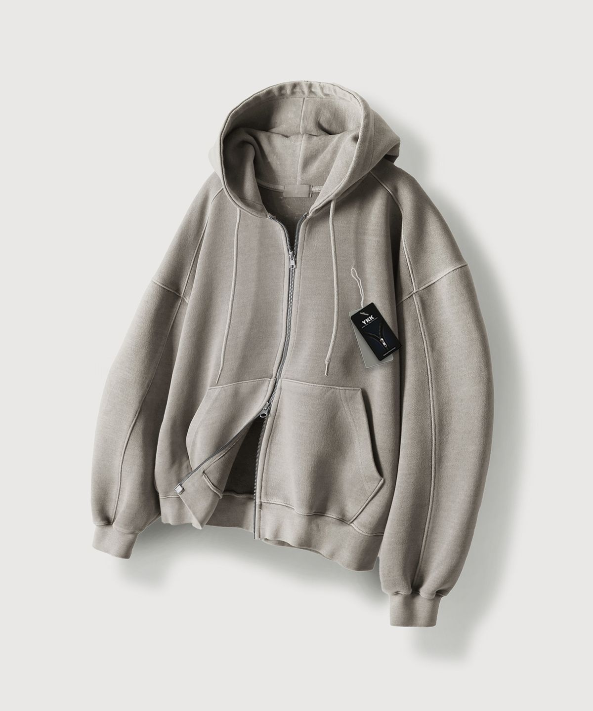 무드인사이드(MOOD INSIDE) 피그먼트 헤비 스웨트 후드집업_Beige