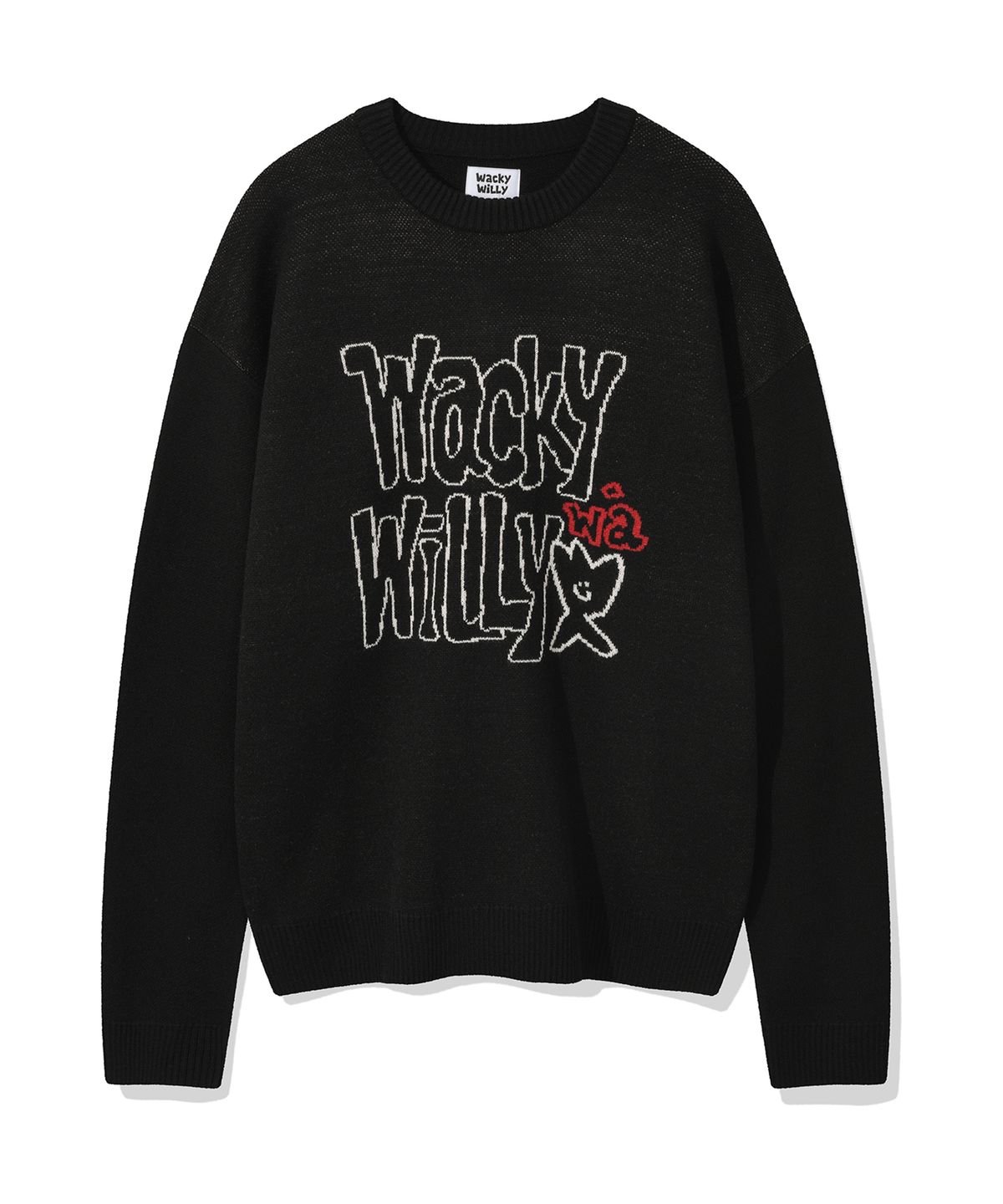 와키윌리(WACKY WILLY) 타이포 풀오버 스웨터 블랙
