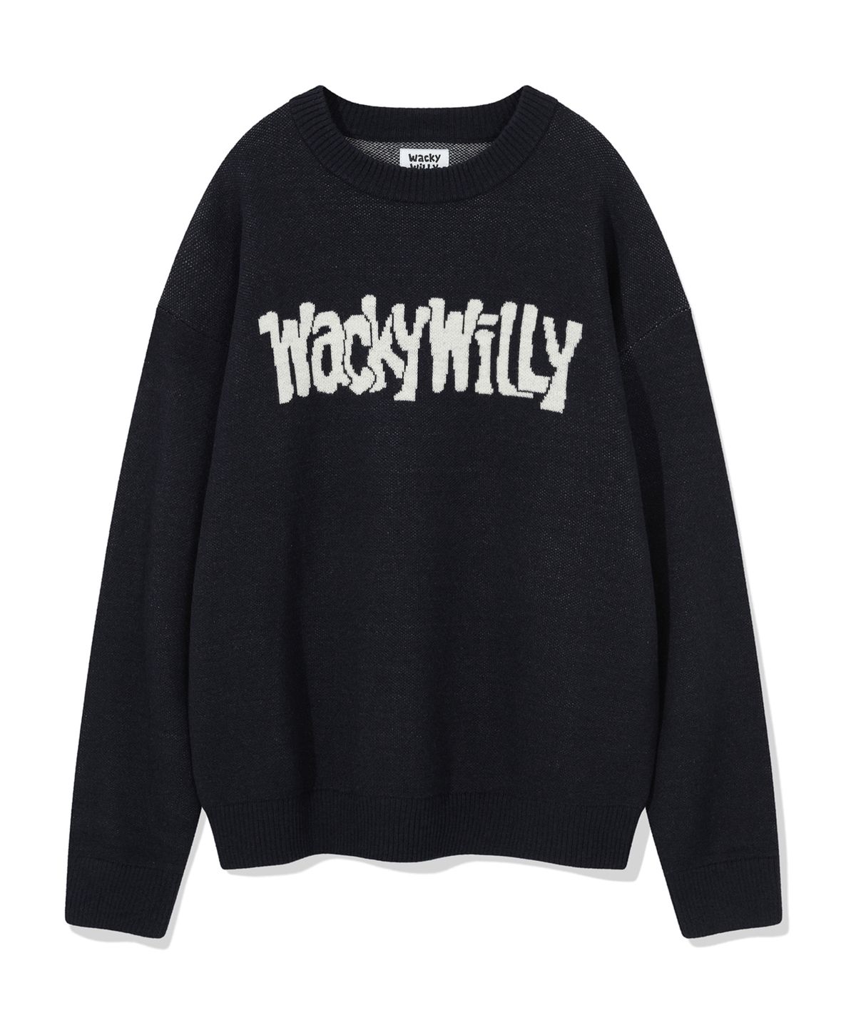 와키윌리(WACKY WILLY) 레터링 풀오버 스웨터 네이비