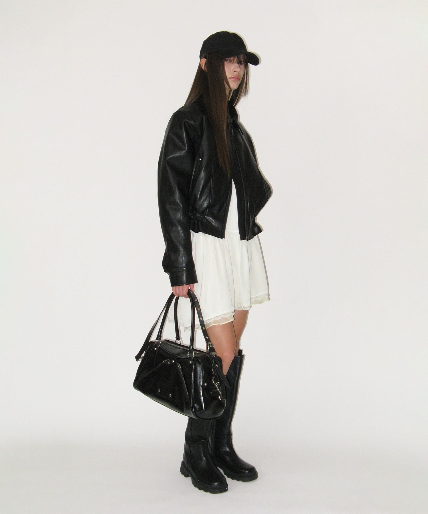 MUSINSA | SUNBURN PROJECT Faux Leather M.O.S Bag, BLACK