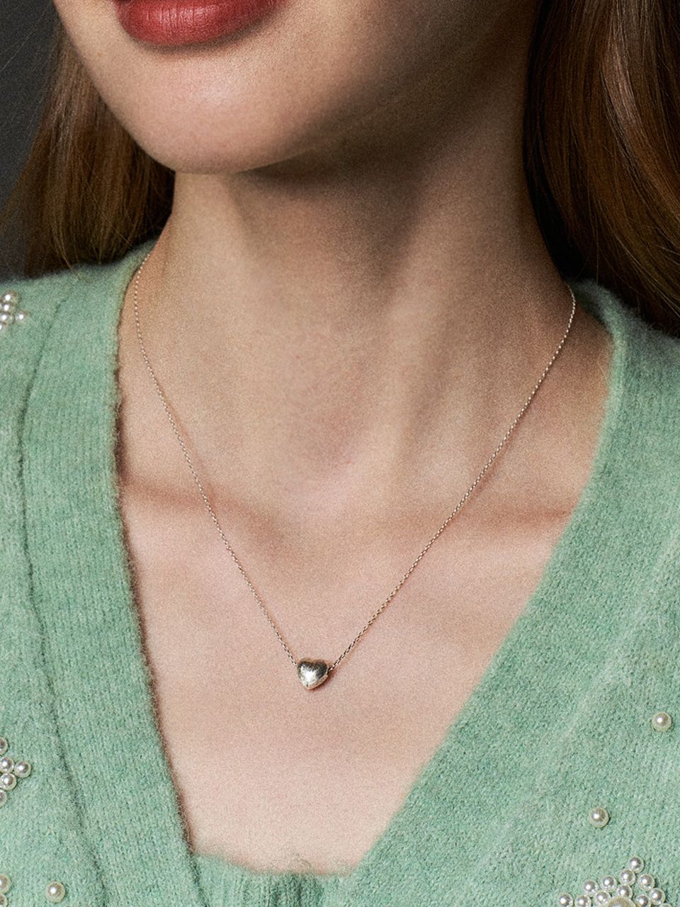 ☆Hei☆ heart texture pendant necklace HE22WINSG870XXFR MUSINSA | HEI heart texture pendant necklace