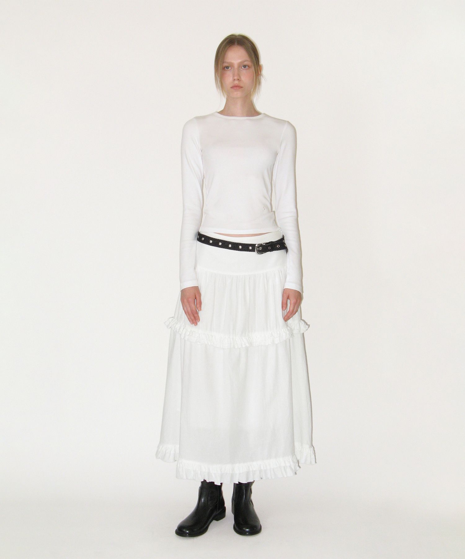 【SUNBURN PROJECT】韓国人気★ Frill Maxi Skirt MUSINSA | SUNBURN PROJECT Frill Maxi Skirt, BLACK