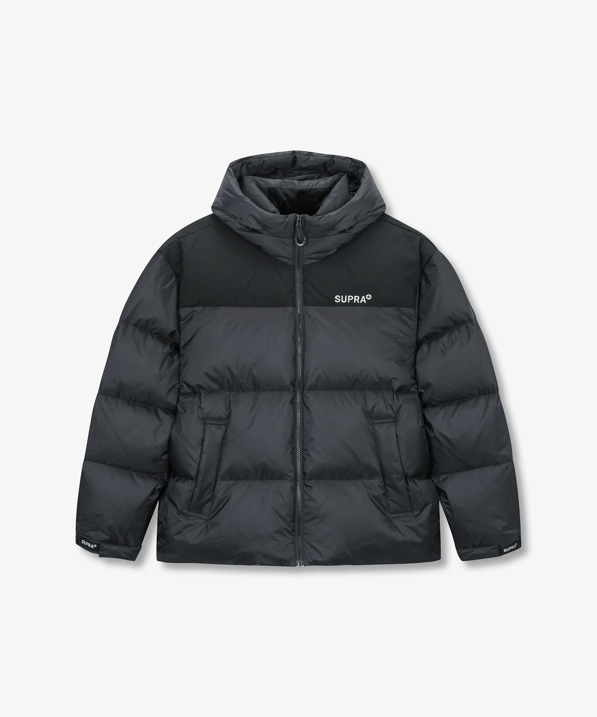 수프라(SUPRA) 립스탑 배색 숏 다운 자켓(BLACK)