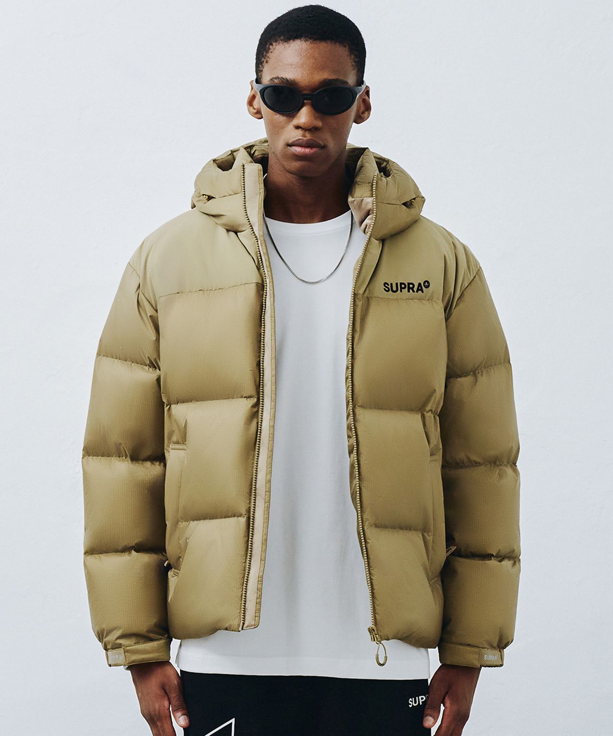 수프라(SUPRA) 립스탑 배색 숏 다운 자켓(BEIGE)