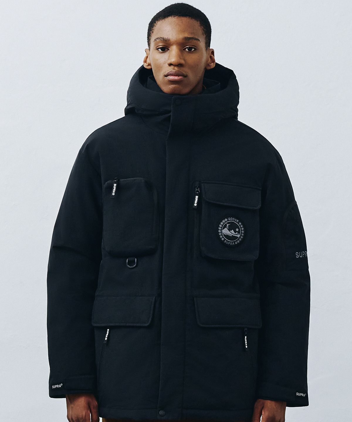 수프라(SUPRA) 포켓 미드 구스 다운 자켓(BLACK)
