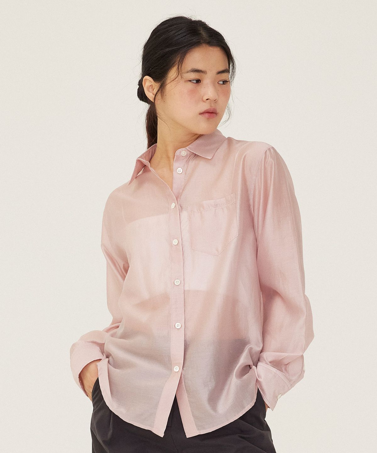 커버낫 우먼(COVERNAT WOMAN) 우먼 시어 오버핏 셔츠 Light Pink