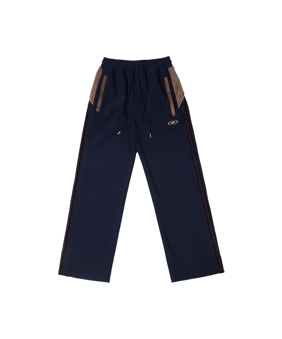 본투윈(BORN TO WIN) SUEDE SILVER LINE JERSEY WIDE PANTS [NAVY]