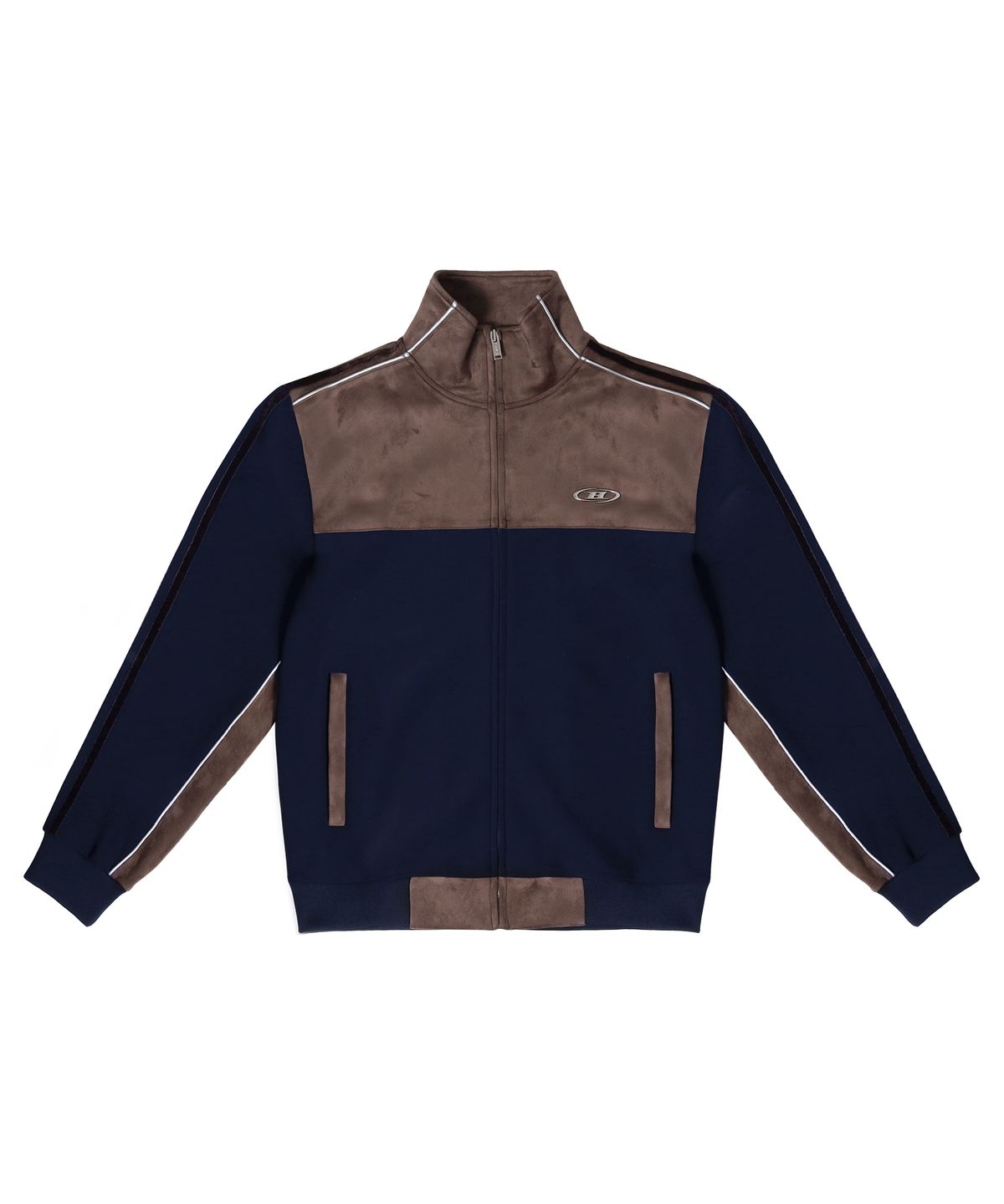 본투윈(BORN TO WIN) SUEDE SILVER LINE JERSEY JACKET [NAVY]