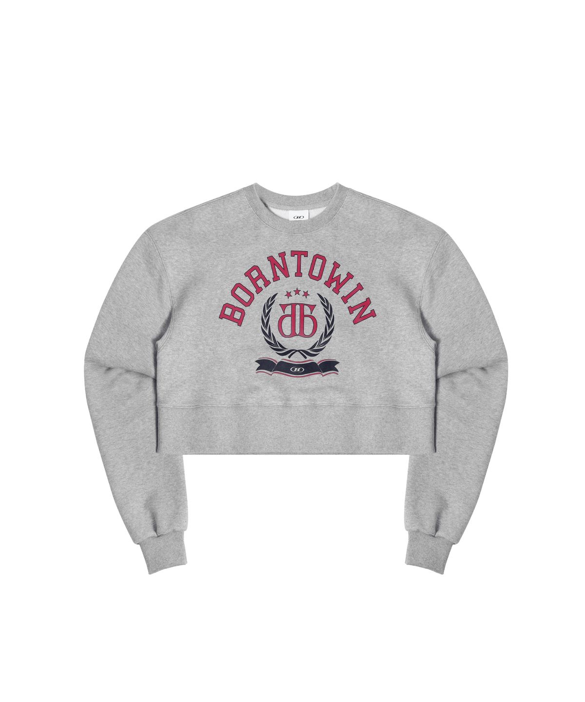 본투윈(BORN TO WIN) DOUBLE B EMBLEM CROP SWEATSHIRTS [MELANGE GREY]