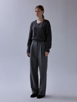 Mod wool button pants (charcoal)