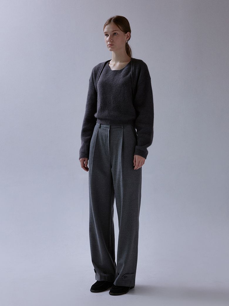Mod wool button pants (charcoal)