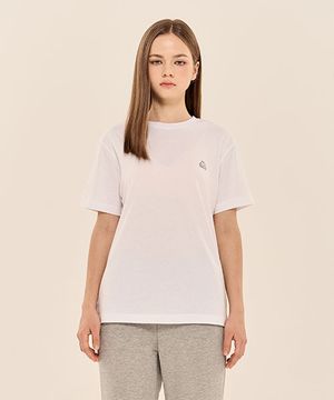 코튼 로고 반팔티셔츠 유니 화이트