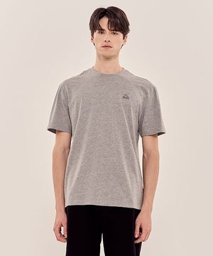 코튼 로고 반팔티셔츠 유니 멜란지그레이