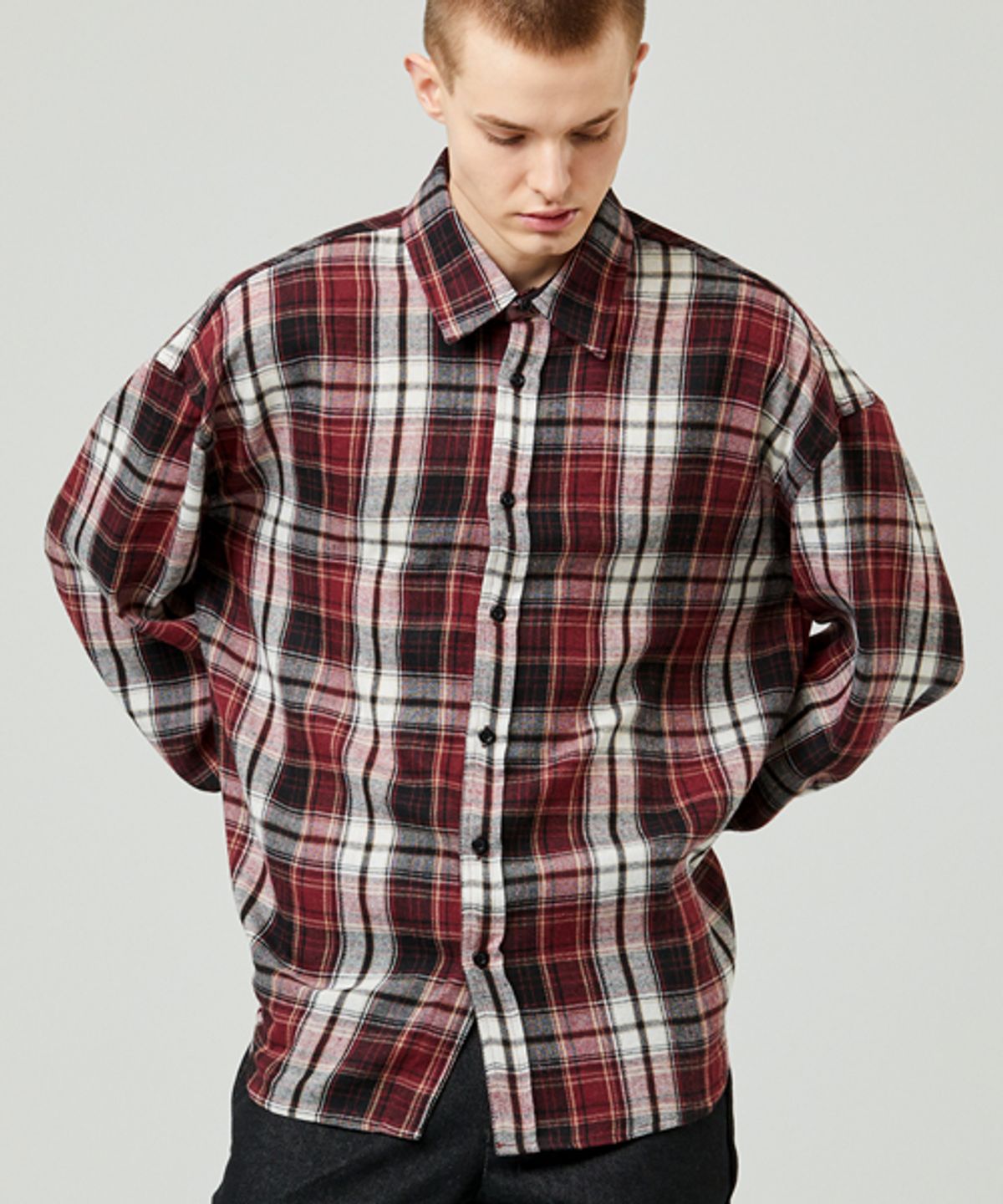 이즈(EASE) 90S CHECK SHIRTS [OVERSIZE FIT]_RED