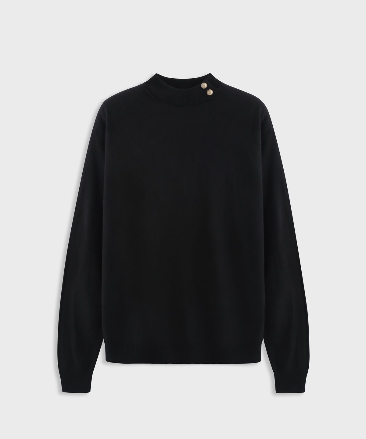 애쉬아워(ASHOUR) Gold Button Round Knit Black