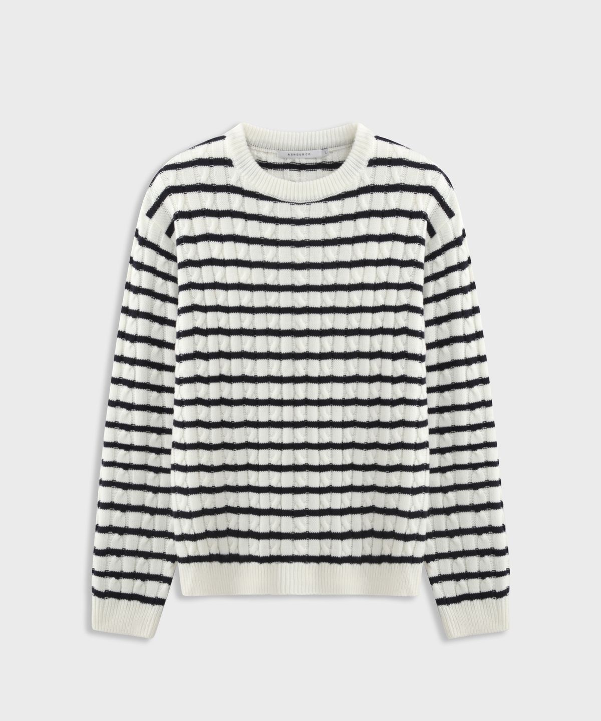 애쉬아워(ASHOUR) Cable Stripe Knit Ecru